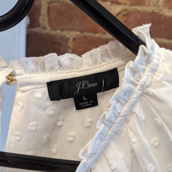 J. Crew Gathered Bib Draper Swiss Dot Blouse L - bought NWT, but worn gently - Picture 5 of 5